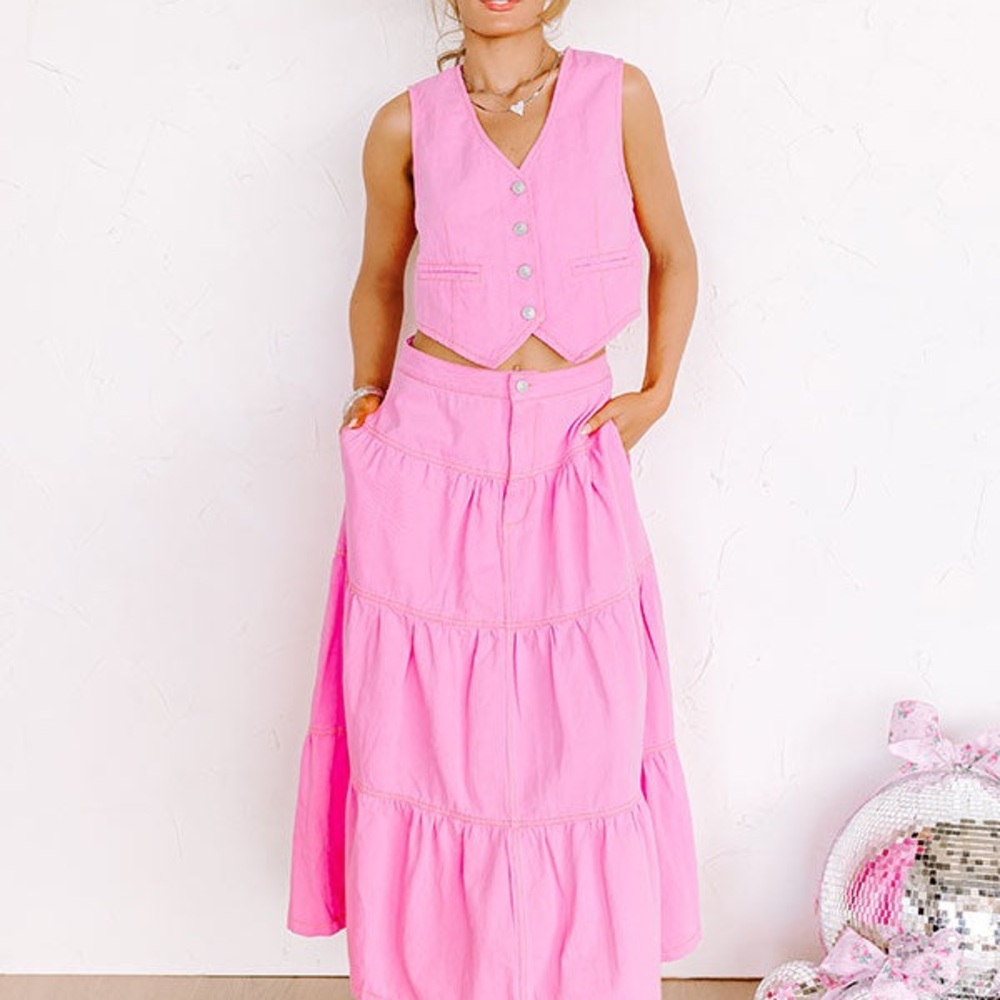 Women’s Small Pink denim maxi skirt - Picture 4 of 4
